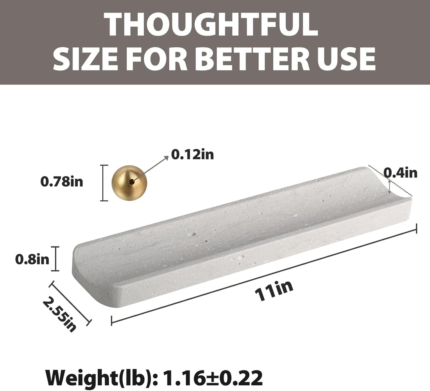 Koville Quarella Engineered Stone Incense Holder, Incense Holders for Sticks, Sturdy Incense Burner Ideal for Meditation and Relaxing, Easy to Clean(Cement Grey)