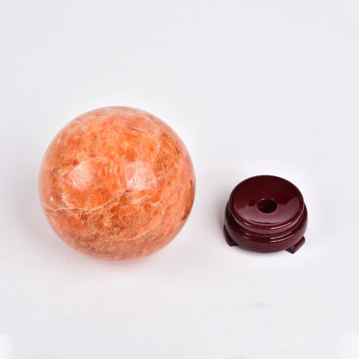 JIC Gem Natural Sunstone Healing Crystal Ball Divination Gemstone Sphere Feng Shui Reiki Aura Crystal Ball Home Desk Decor (60-70mm)