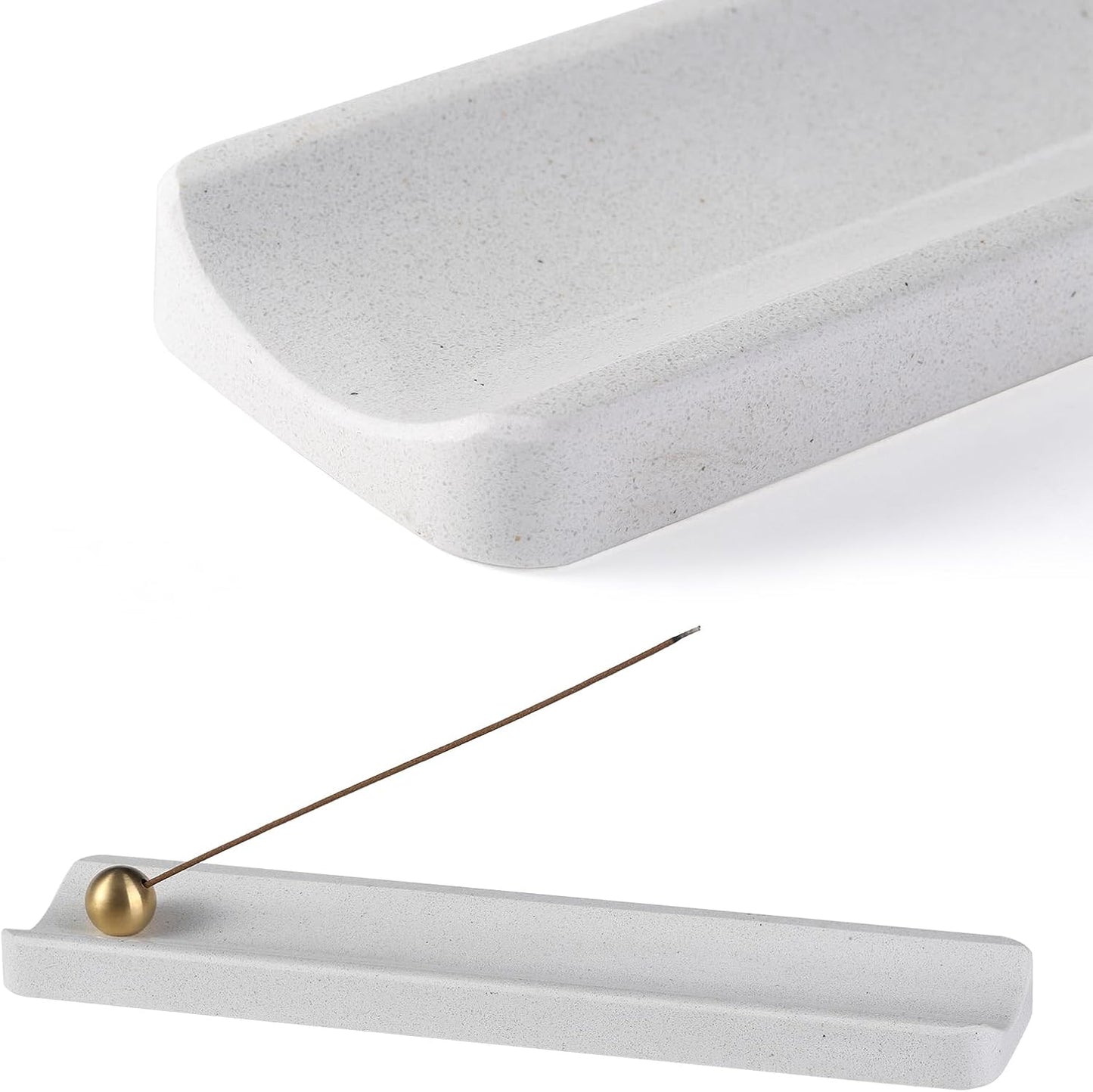 Koville Italian Quarella Engineered Marble Incense Holder, Incense Holders for Sticks, Sturdy Incense Burner Ideal for Meditation and Relaxing, Easy to Clean(Ariete Quarella)