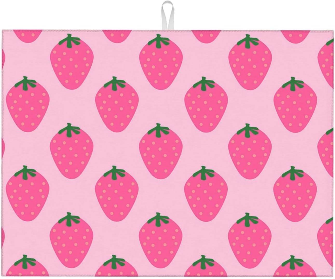 Absorbent Dish Drying Mat For Kitchen Counter, Strawberry Pink Fruit Microfiber Dish Drying Pad, Kitchen Gadgets For Easy Clean Multi-Use