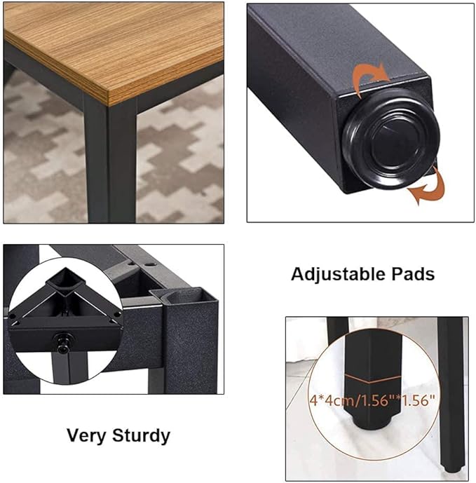 BIBOC 24X55 inches Computer Desk/Dining Table, Office Desk, Composite Wood Board Sturdy Writing Workstation for Home Office Walnut and Black Legs