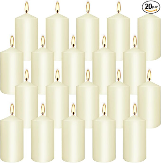 20-Piece Ivory Taper Candles (2x4 inches) | Unscented, Dripless & Smokeless | Clean-Burning Dinner Candles for Weddings, Parties, Dinner Table Decor, Home Dining, Church Ceremonies & Celebrations
