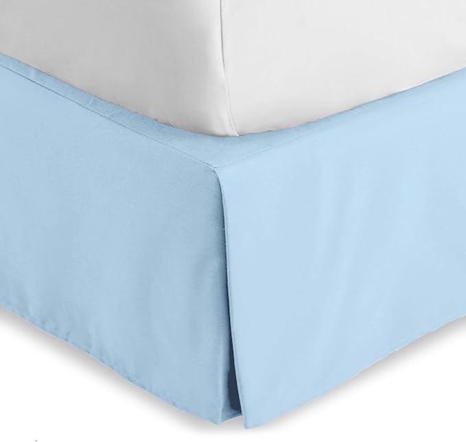 Bare Home King Bed Skirt - 15-Inch Tailored Drop Easy Fit - Bed Skirt Beds - Center & Corner Pleats (King, Light Blue)