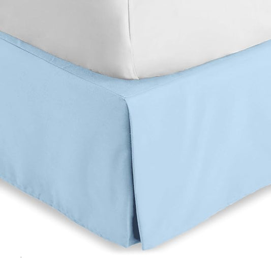 Bare Home King Bed Skirt - 15-Inch Tailored Drop Easy Fit - Bed Skirt Beds - Center & Corner Pleats (King, Light Blue)