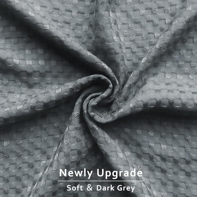 MIYE Pleated Waffle Weave Bed Skirt, Tailored Dust Ruffle 12 Inch Drop Easy Fit, Machine Washable (Dark Grey,Cal King - 12" Drop)