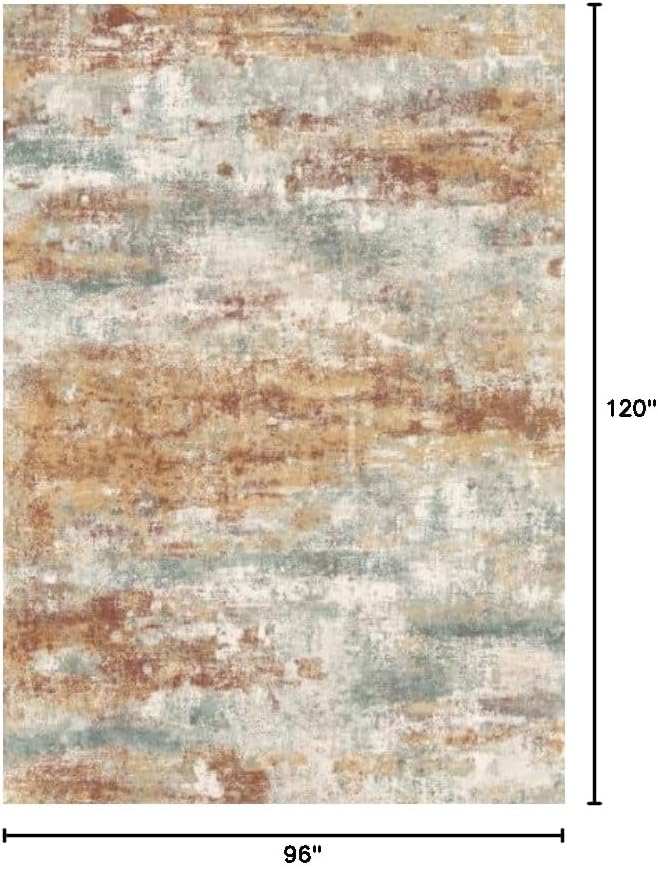 Area Rugs 8x10 for Living Room Bedroom, Modern Abstract Machine Washable Rug, Large Soft Low Pile Floor Cover with Non Slip Backing for Dining Room, Orange Green