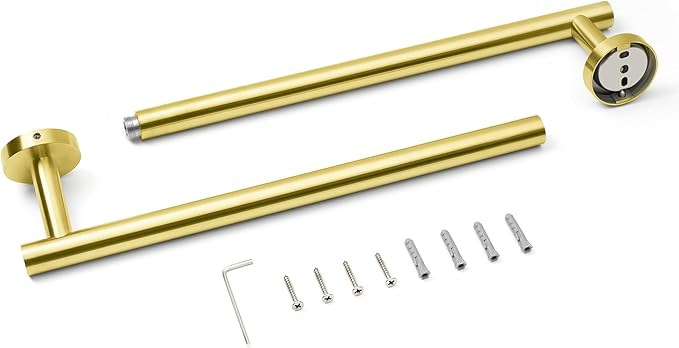 HITSLAM Gold 25.7 Inch Towel Bar for Bathroom, SUS304 Stainless Steel Bathroom Towel Rack Wall Mounted, Modern Home Decor Bath Towel Holder with Hardware Accessories