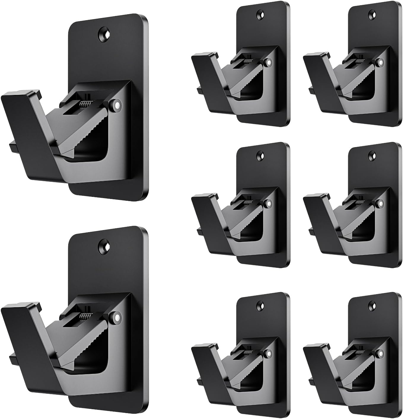 Adhesive No Drill Curtain Rod Brackets - Heavy Duty 30LB Holders for Bathroom Bedroom Kitchen, Universal Damage-Free Window Rod Hooks with Nail-Free Installation (8PC Black)