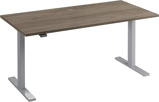 Bush Business Furniture Move 60 Series Electric Height Adjustable Standing Desk, 60W x 30D, Modern Hickory with Cool Gray Metallic Base