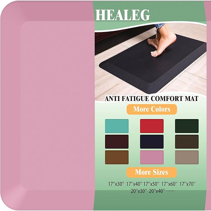 1" Extra Thick Anti Fatigue Floor Mat,Kitchen Mat, Standing Desk Mat - Comfort at Home, Office, Garage - Advanced PU Foam - NOT PVC (Pink, 30" L x 17" W)