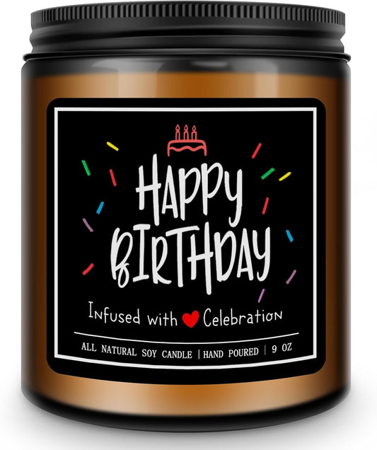 Homsolver 9OZ Lavender Scent Candles, Happy Birthday Decorations Gifts for Men, Women, Him, Friend, Dad, Brother, Husband, Boyfriend, More 50 Hours Burn Time