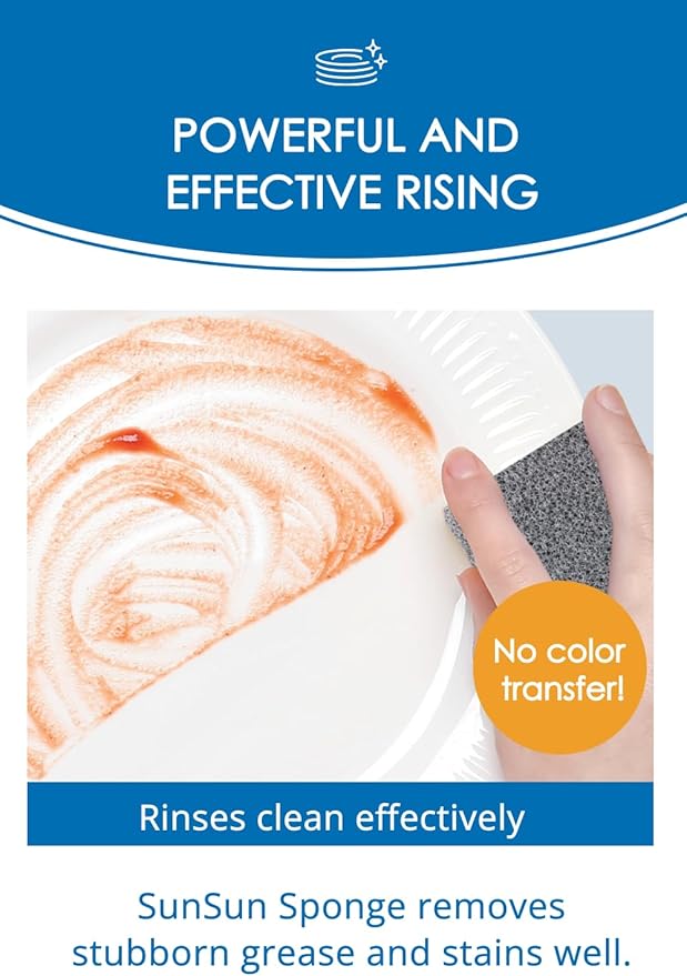 [SunSun Sponge] Kitchen Sponge 4-Pack, Multi-Purpose for Dishwash, Bath, and Stovetop, Excellent Drainage & Rich Lather, Durable & Long-Lasting, Kitchen & Household Essentials, Premium Black