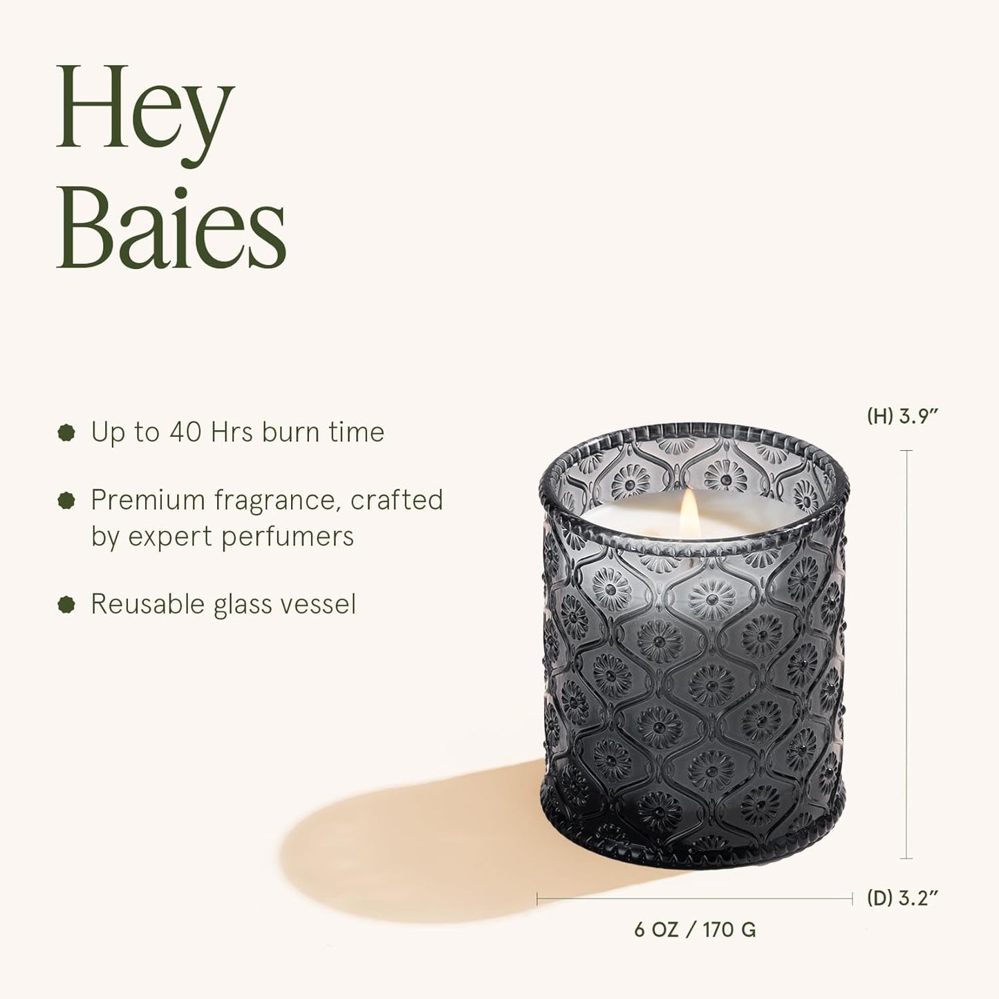 LA JOLIE MUSE Hey Baies Candles - Red Currant, Rose, Oakmoss | 6 oz Natural Soy Wax | 40 Hours Clean Burn | Berry Scented Candle | Gift-Ready for Hosts & Gatherings