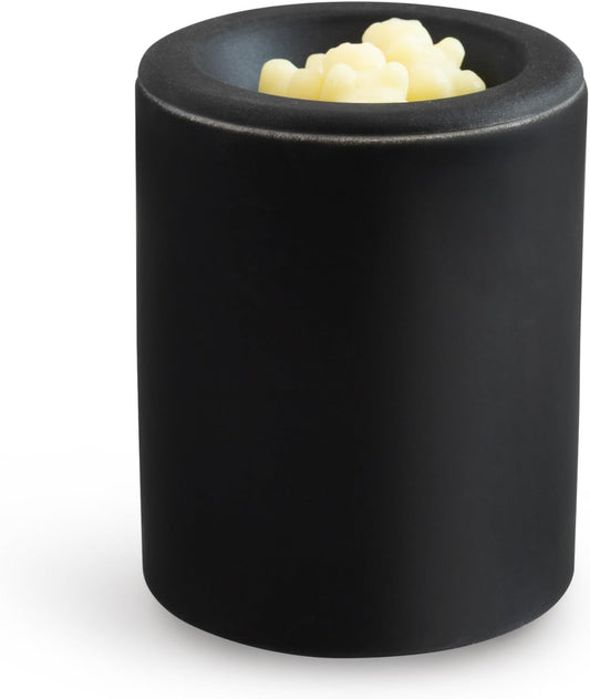Happy Wax Black Mini Mod Warmer for Scented Wax - Small Tabletop with Timer - Electric, Ceramic with Removable No Mess Silicone Dish