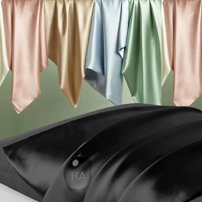 Mulberry Silk Pillow Cases King Size, Silk Pillowcase for Hair and Skin, Both Sides Natural Silk Satin Pillowcase for Sleeping Women with Zipper, Gifts for Women Men, Black