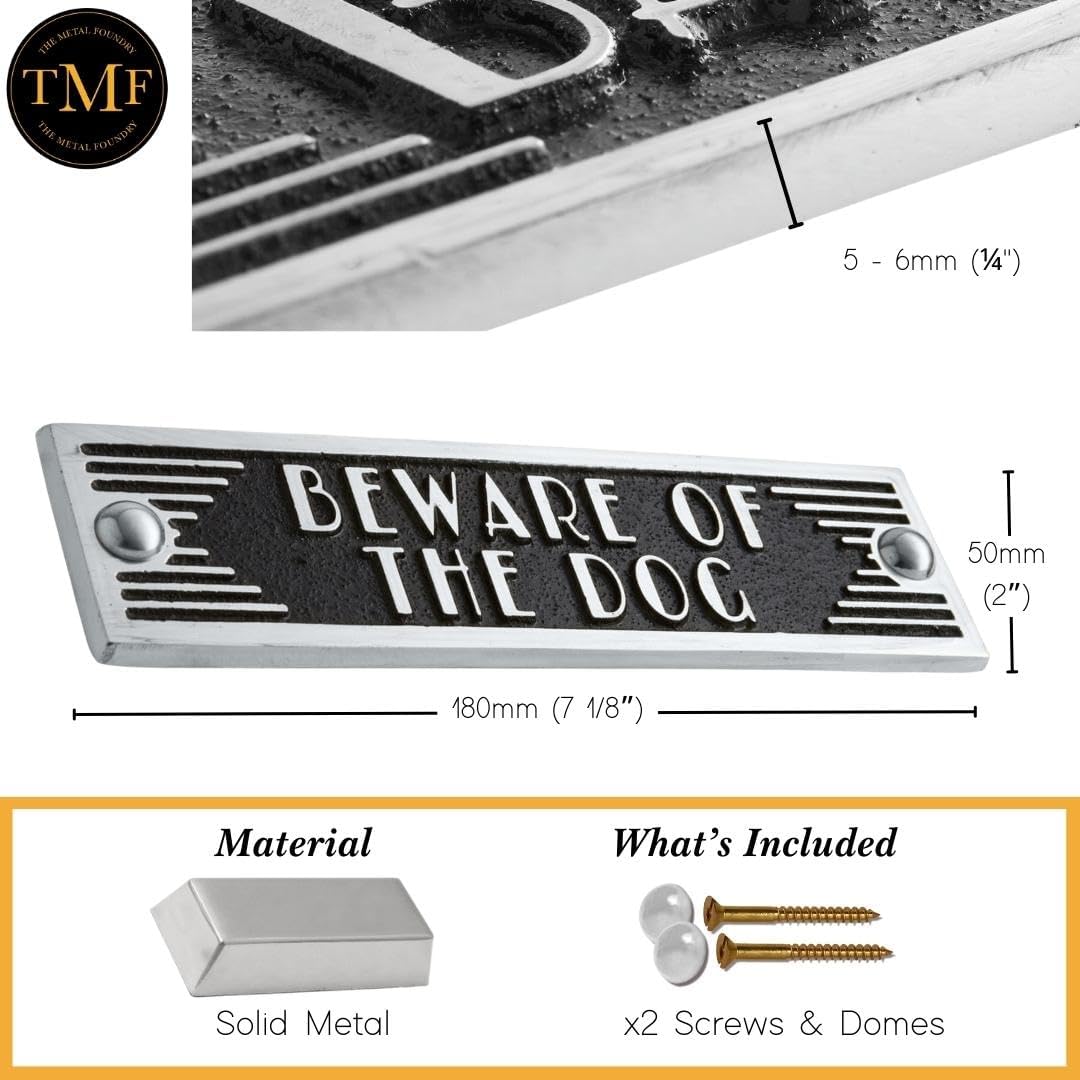 The Metal Foundry Beware Of The Dog Metal Door Sign. Art Deco Style Home Décor Accessories Door Or Wall Aluminium Plaque. Handmade In England.