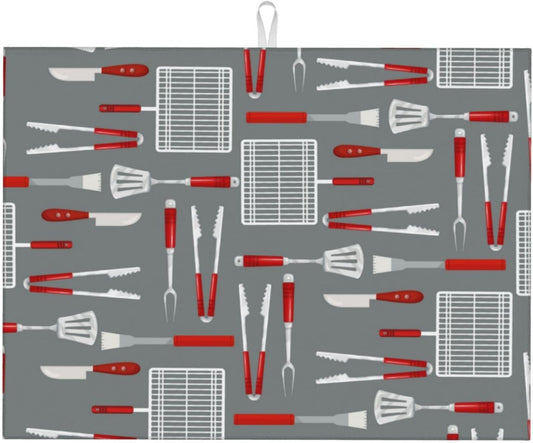 Barbecue Tools Dish Drying Mat 18x24 For Kitchen Counter Absorbent Microfiber Dishes Pad Dish Drainer Rack Mats Fast Dry Kitchen Accessories