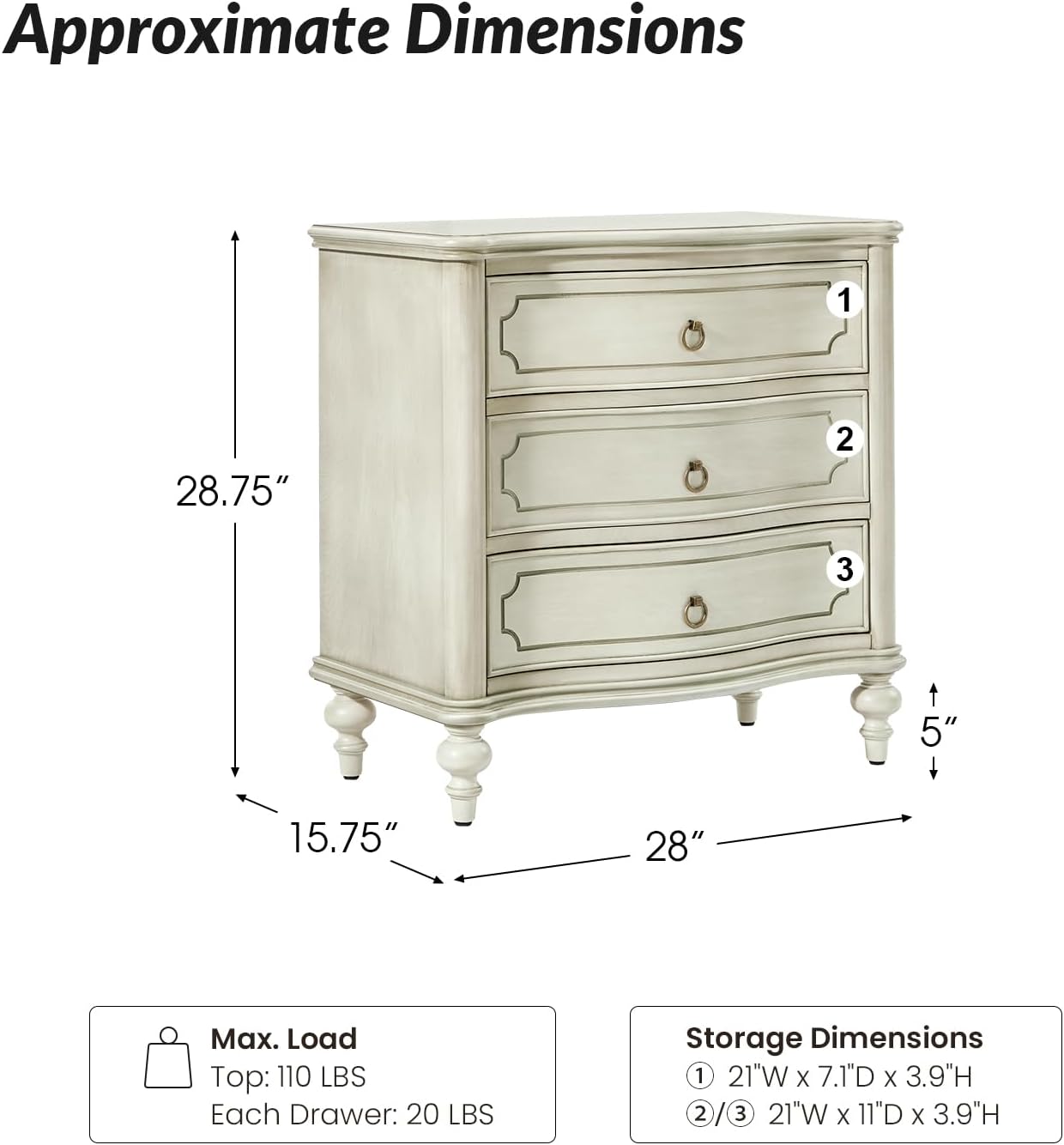 HULALA HOME Wood Nightstands Set of 2 with Charging Station for Bedroom, 3 Drawers Traditional Nightstands, Side Table with Solid Wood Legs, USB Ports & Three-Prong Plugs, White