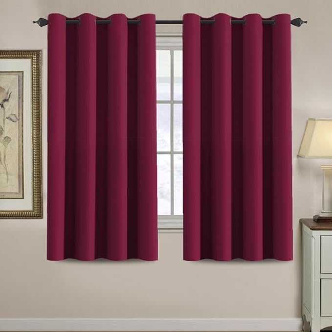 H.VERSAILTEX Blackout Curtains for Living Room/Bedroom Ultra Soft and Smooth Thermal Insulated Grommet Red Blackout Curtains for Christmas, 52 by 63 inch Long - Single Panel