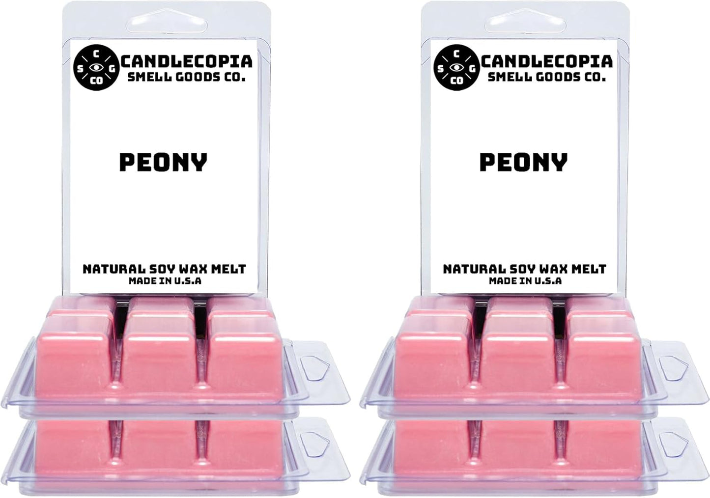 Peony Strongly Scented Hand Poured Vegan Wax Melts, 36 Scented Wax Cubes, 19.2 Ounces in 6 x 6-Packs