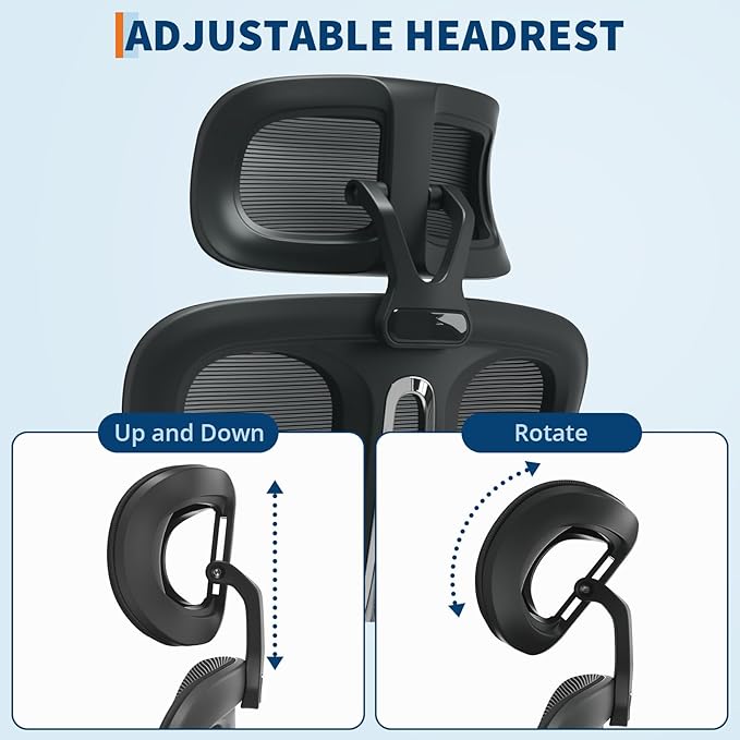 GarveeHome High Back Ergonomic Office Chair with Mesh Back, Retractable Footrest, Adjustable Headrest & Lumbar Support – Computer Desk Chair with Wheels for Home Office or Bedroom, Black with Pillow