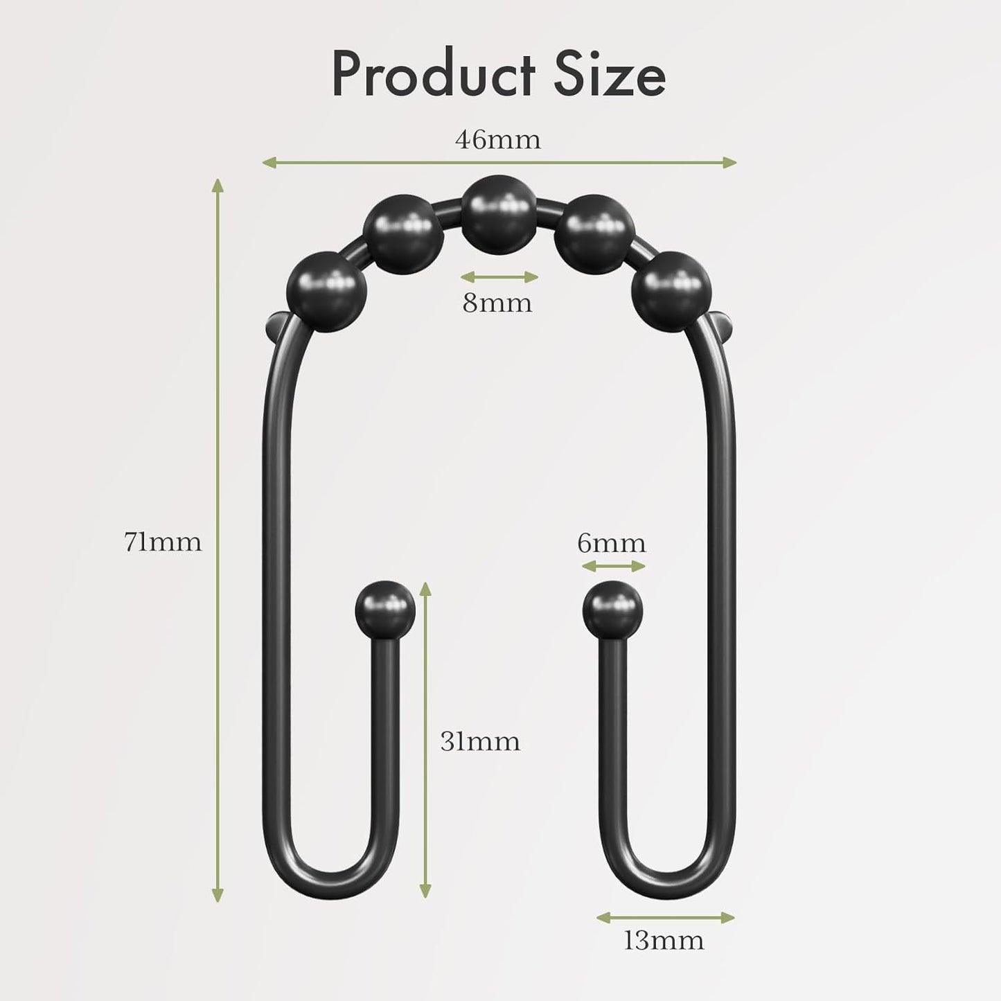 AmazerBath Black Shower Curtain Hooks, Shower Curtain Rings Rust Proof Non-Slip Double Shower Curtain Hooks for Shower Curtain, Sturdy Metal Shower Hooks Rings for Bathroom Shower Rod Hooks 24Pcs
