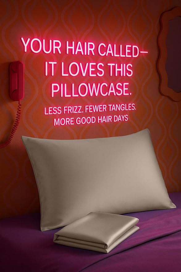 Satin Pillowcase with Zipper, for Hair and Skin Care, Feels Soft and Cool Like a Silk Pillowcase, Satin Pillow Cases 2 Pack, Slik Pillow Cover, Pewter, Standard Size -Set of 2