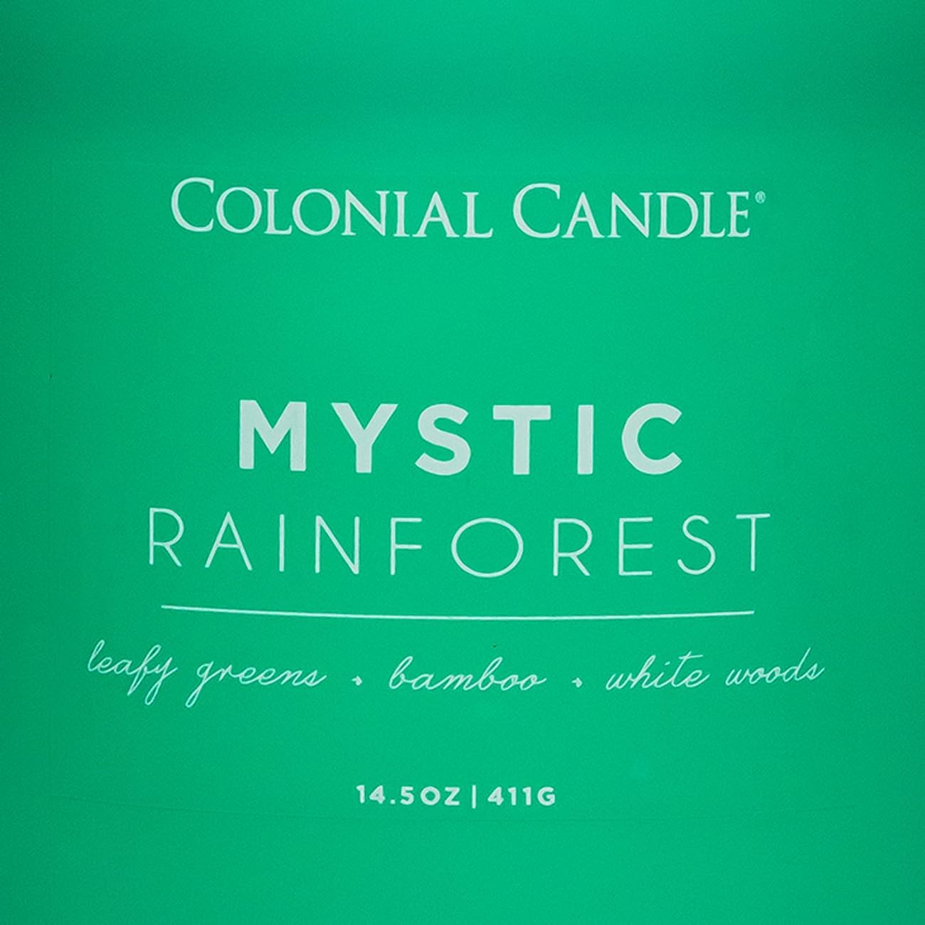 Colonial Candle Mystic Rainforest Scented Jar Candle, Pop of Color Collection, 3 Wick, Green, 14.5 oz - Up to 60 Hours Burn