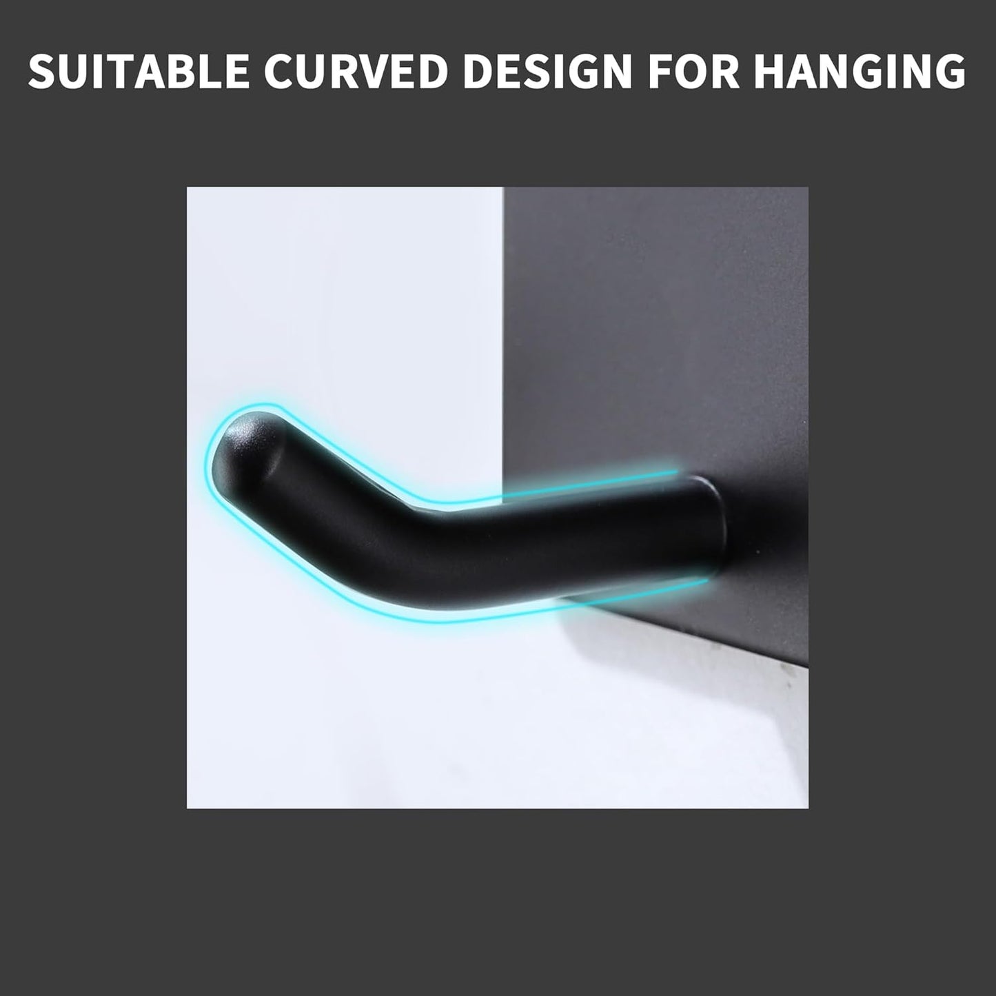 DELITON 6 Pack Towel Hooks for Hanging, Adhesive Hooks Stick on Wall for Bathroom Kitchen Heavy Duty Stainless Steel, Black