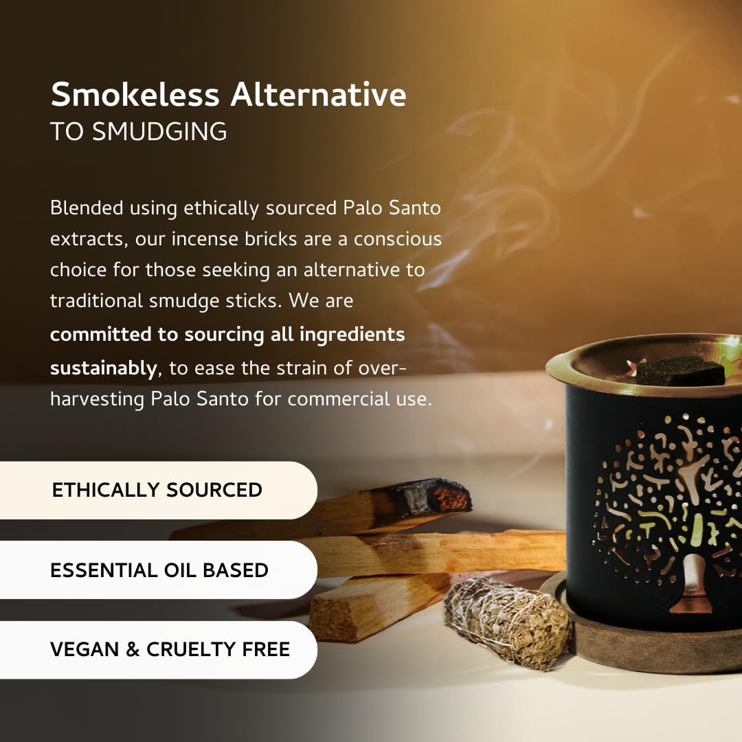 Palo Santo & White Sage Smokeless Incense Bricks Refill | 3 x 9 Bricks | Aromatherapy | Smudging | Made with Essential Oils | Natural Air fresheners for Home | Spiritual Meditation Accessories