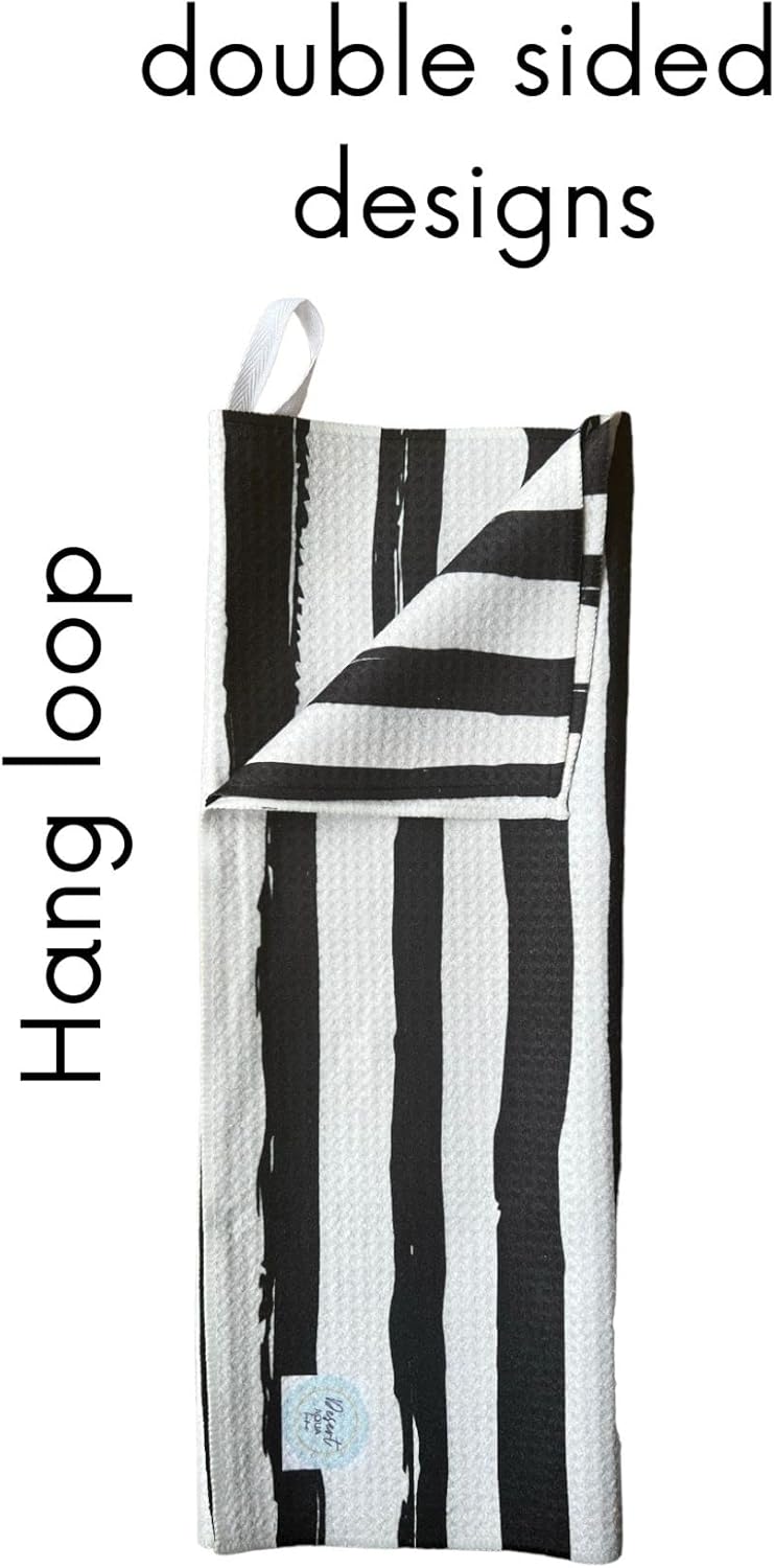 2 Pack Double Sided|| Not Your Ordinary Kitchen Towels || Dish Towels || Quick Dry || Waffle Weave Microfiber || Highly Absorbent || Hanging Hook (Black Daisy)