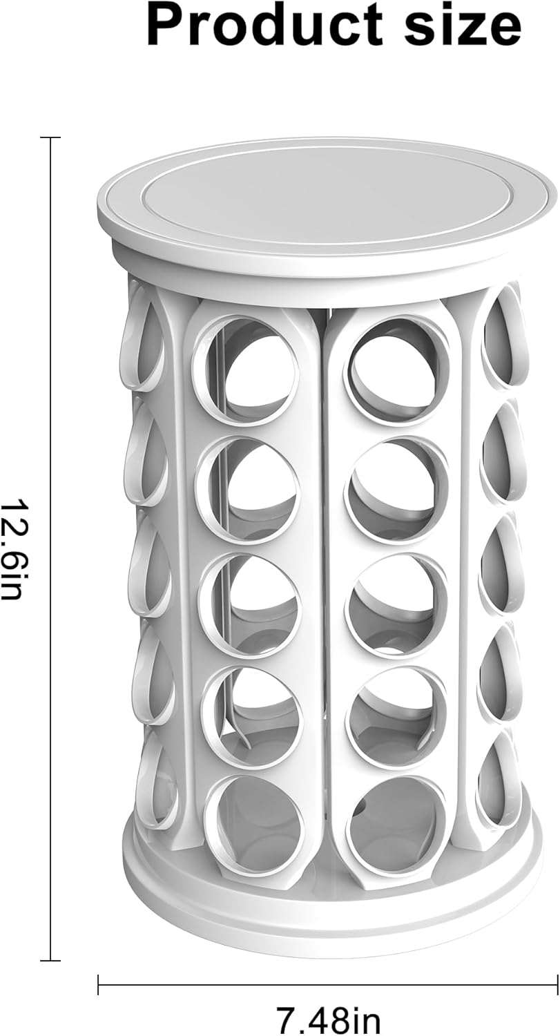 K Cup Holder, Coffee Pod Carousel Organizer K Cup Stand, Compatible with 40 Keurig K-Cup Pods, Large Compacity Coffee Capsule Holder, Home or Office Kitchen Counter Organize (White)
