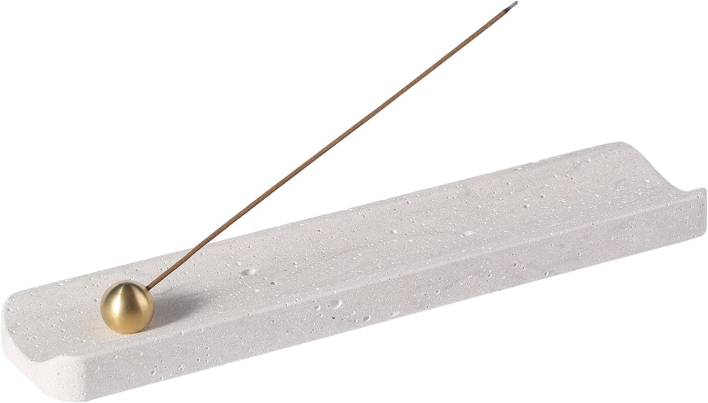 Koville Quarella Engineered Stone Incense Holder, Incense Holders for Sticks, Sturdy Incense Burner Ideal for Meditation and Relaxing, Easy to Clean(Cement Grey)