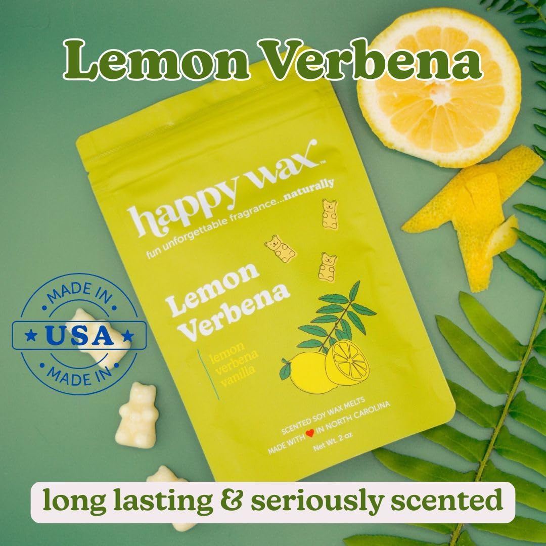 Happy Wax Fresh Mix Collection Premium Scented Non-Toxic, Pet-Friendly Wax Melts - 6 oz Set with Cotton, Lemon Verbena, and Calming Lavender Scents