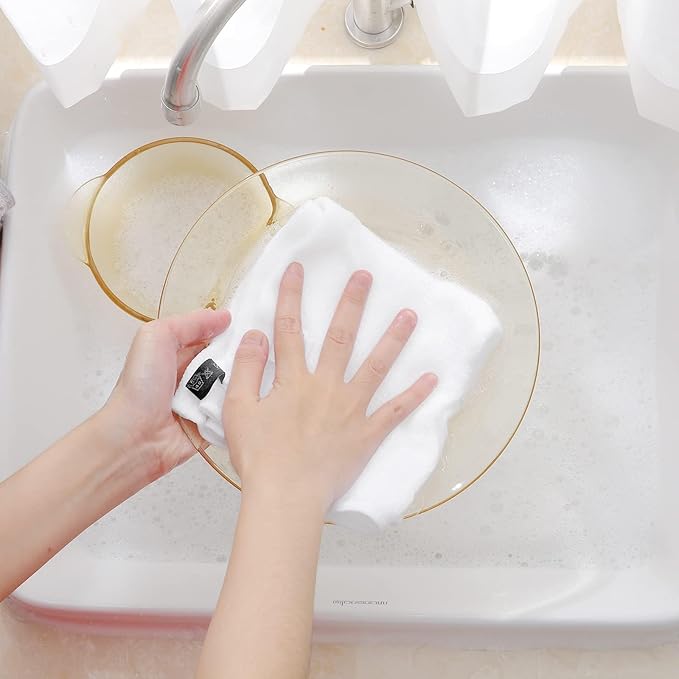 Homaxy 100% Cotton Waffle Weave Kitchen Dish Cloths, Ultra Soft Absorbent Quick Drying Dish Towels, 12 x 12 Inches, 24-Pack, White