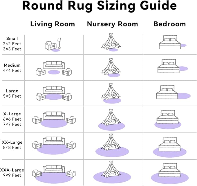 OLANLY Light Purple Round Rugs for Bedroom - Machine Washable, 9 ft Circle Area Rugs for Living Room, Soft and Fluffy Shaggy Carpet for Teen Girls and Boys, Nursery Rooms, Dorms, Home Decor Aesthetic