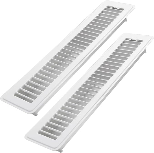 2x14 Inch Floor Register 2 Pack - Heavy Duty Steel Walkable Floor Vents - Easy Adjust Air Supply Lever - Rust Proof Registers, Grilles & Vents (White)