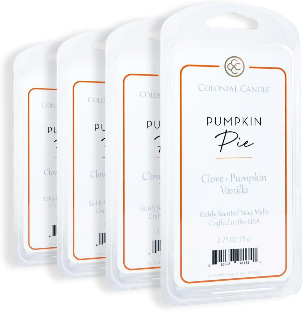 Colonial Candle Pumpkin Pie Wax Melts, Wax Melt Warmer Cubes, Long Lasting Scented Wax Warmer Cubes, 4 Pack, 6 Cubes Each - Made in The USA