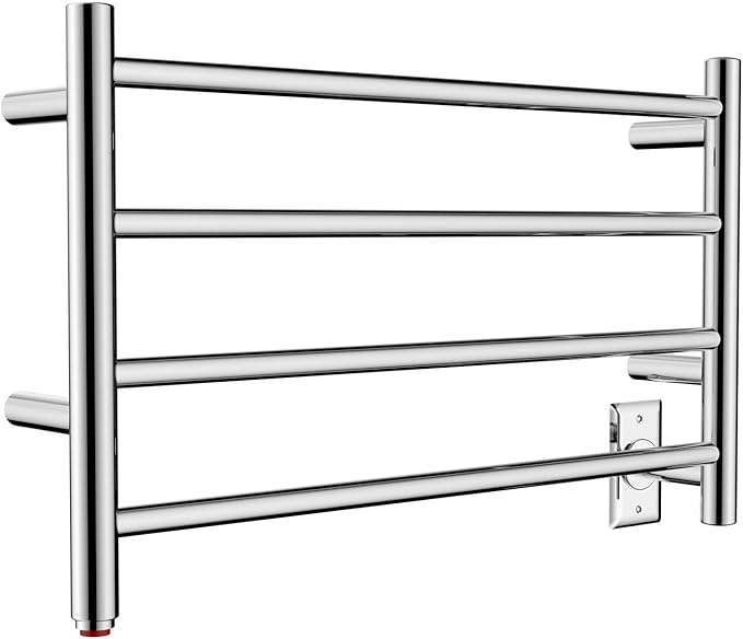 HEATGENE Towel Warmer 4 Bar Towel Dryer Wall-Mounted Plug-in Bath Towel Heater - Mirror Polish