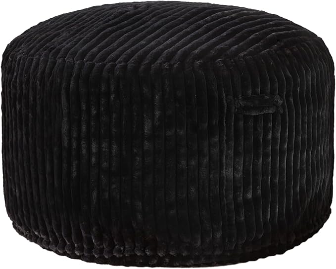 Hobestluk 5ft Bean Bag Chairs for Adults Large Beanbag Chair with Stripe Plush Cover Big Bean Bag Chair for Living Room Bedroom Dorm Office -Black (50” x 50” x 24”)