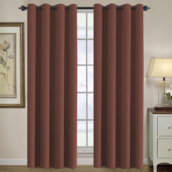 H.VERSAILTEX Blackout Curtain for Living Room Thermal Insulated Window Treatment Curtain Extra Long 96 inch Length Energy Saving Solid Grommet Top Blackout Drape, One Panel, Rust, 52" W x 96" L