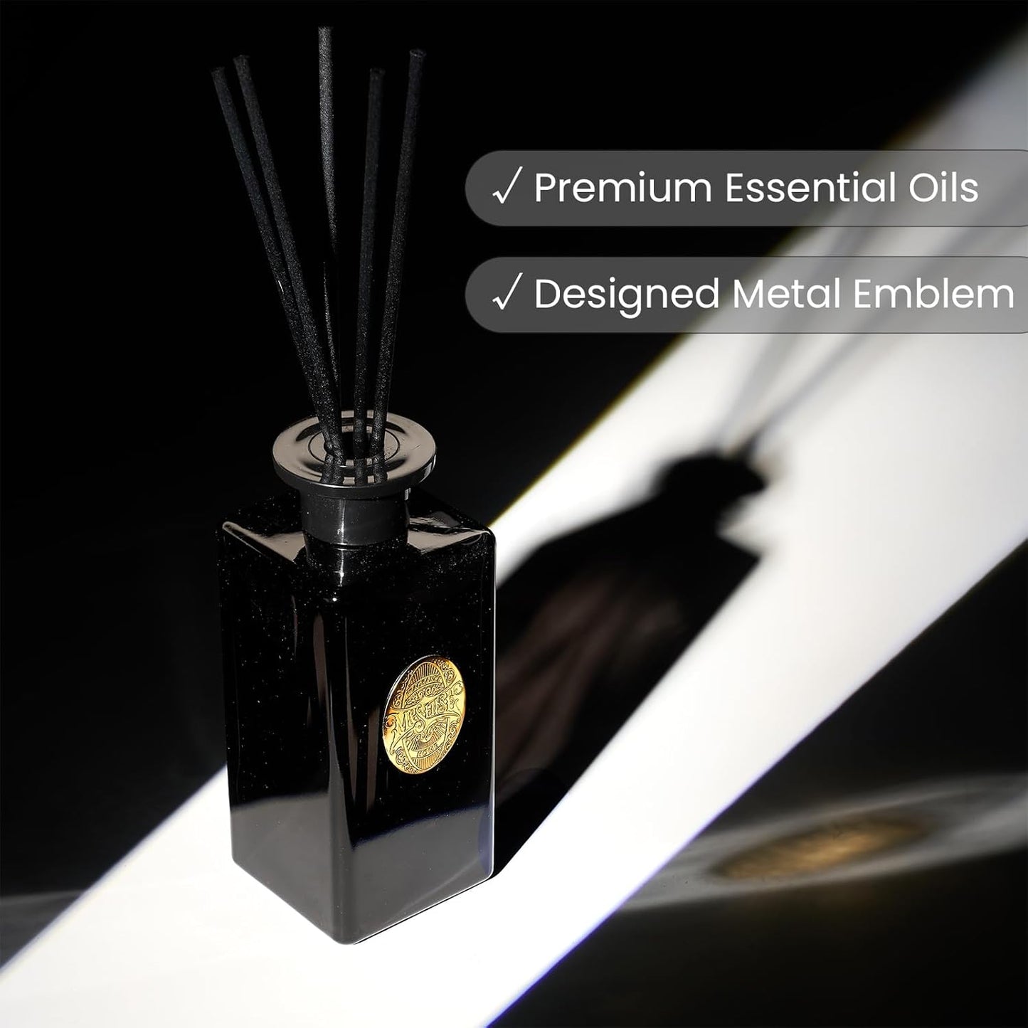 M&SENSE 10.14 oz Large Reed Diffuser Set | Oud Wood Scent Oil Diffuser with Sticks | Hotel Collection Non-Toxic Essential Oil |for Bedroom Bathroom Living Room