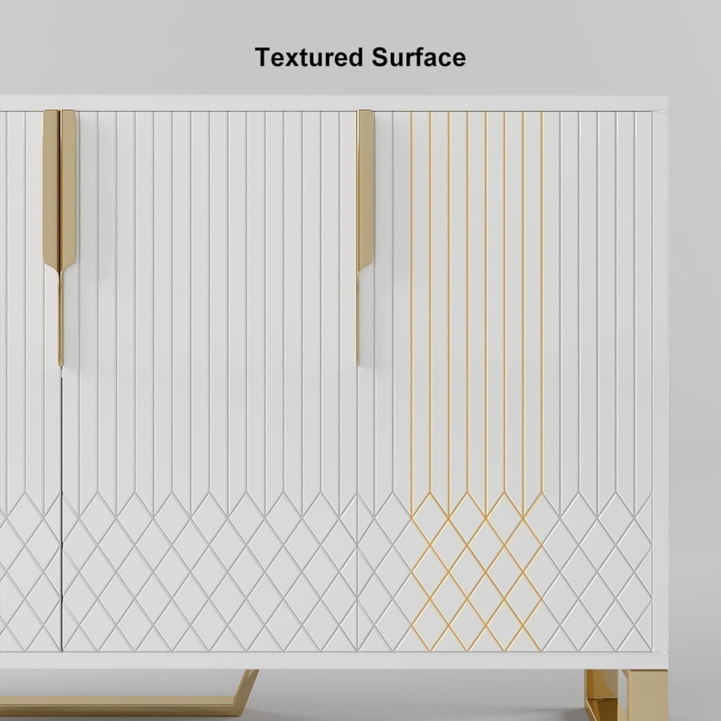 homary Modern 59" Buffet Cabinet Table with 4 Doors & 6 Shelves - Sideboard Cabinet for Dining Room, Kitchen (White)