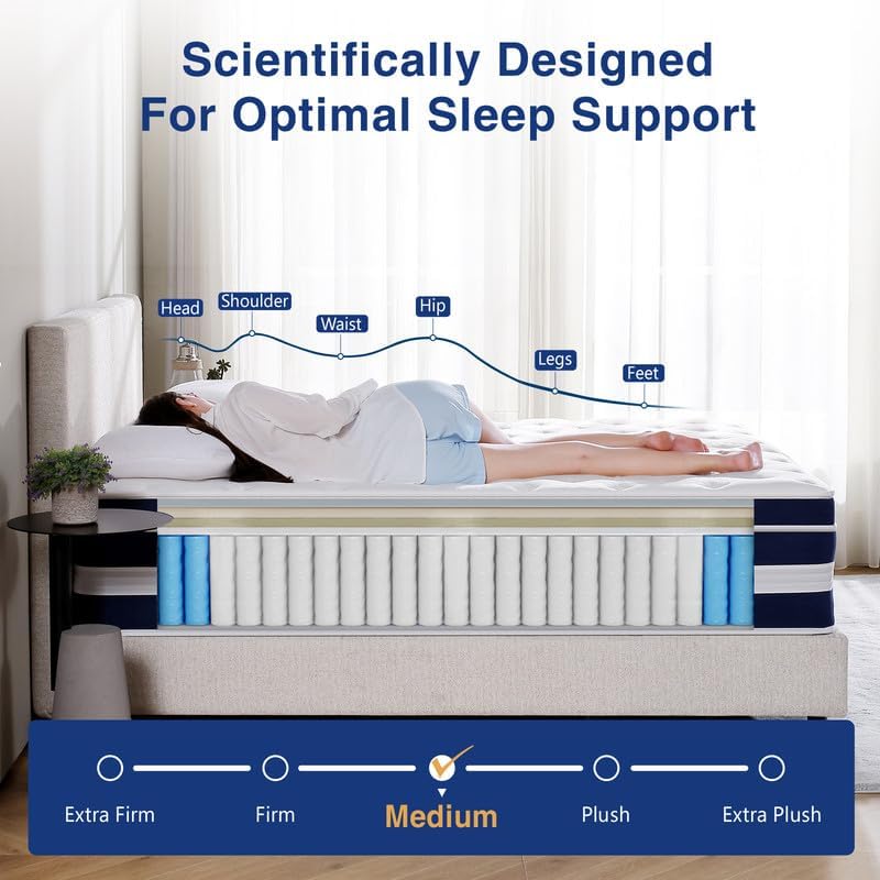 Hycean Queen Size Mattress, 10 Inch Hybrid Memory Foam Queen Mattress in a Box, Pressure Relief, Medium Firm, CertiPUR-US