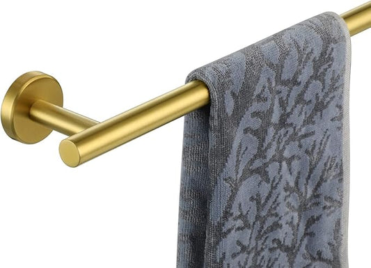 JQK Gold Towel Bar, 30 Inch 304 Stainless Steel Thicken 0.8mm Towel Rack Bathroom, Towel Holder Brushed Golden Wall Mount, Useable Length 27 Inch, TB110L27-BG