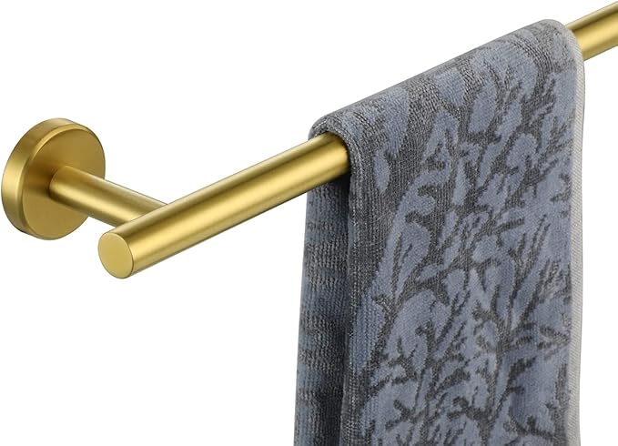 JQK Bathroom Towel Bar, 15 Inch 304 Stainless Steel Thicken 0.8mm Towel Rack, Towel Holder Brushed Gold Wall Mount, Useable Length 12 Inch TB110L12-BG