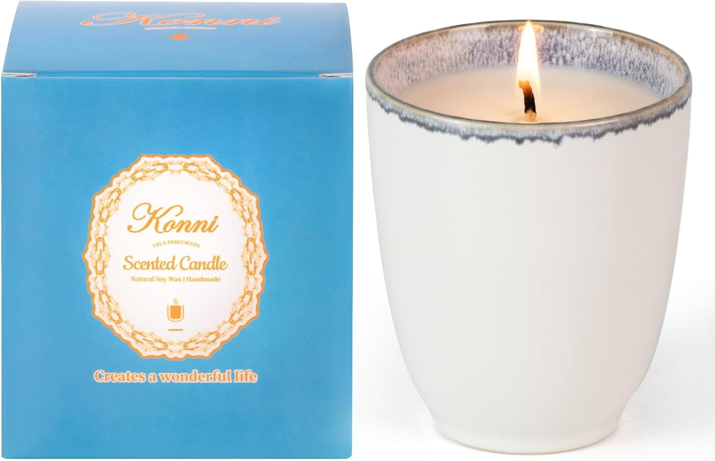 Scented Candle, 8oz Soy Candles, Red Rose Scented Jar Candles for Women & Men, Long-Lasting Aromatherapy White Candle Wax for Home, Bathroom, Non Toxic Candle Gift (Ceramic Cup 15)