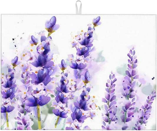 Absorbent Dish Drying Mat For Kitchen Counter, Lavender Microfiber Dish Drying Pad, Kitchen Gadgets For Easy Clean Multi-Use
