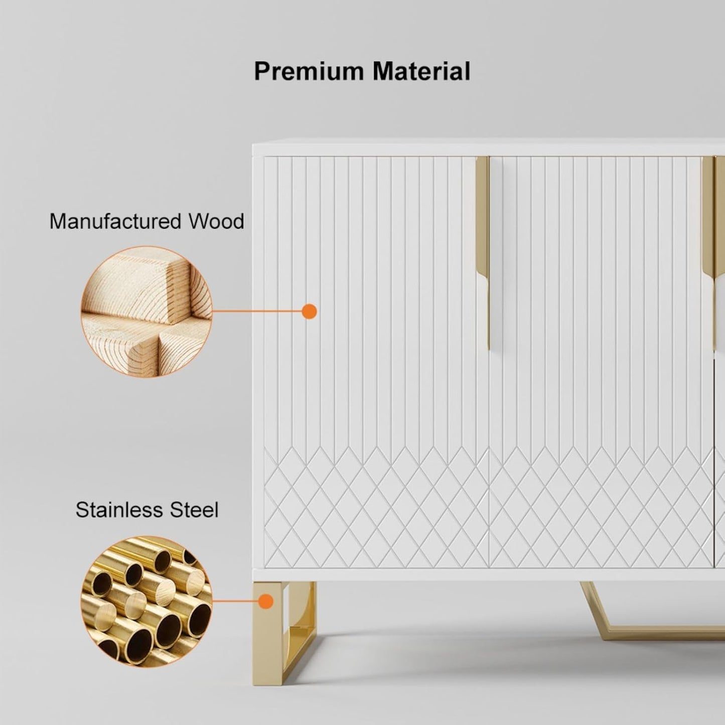 homary Modern 59" Buffet Cabinet Table with 4 Doors & 6 Shelves - Sideboard Cabinet for Dining Room, Kitchen (White)