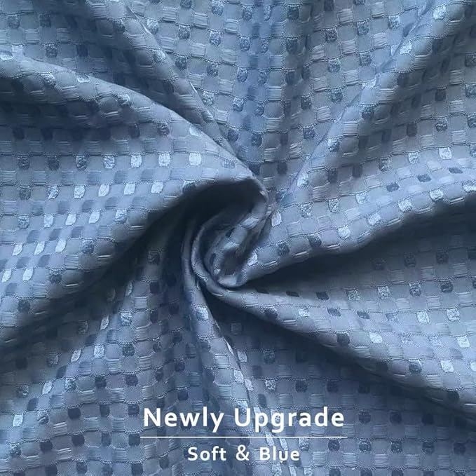 MIYE Pleated Waffle Weave Bed Skirt, Tailored Dust Ruffle 12 Inch Drop Easy Fit, Machine Washable (Blue, Full - 12" Drop)